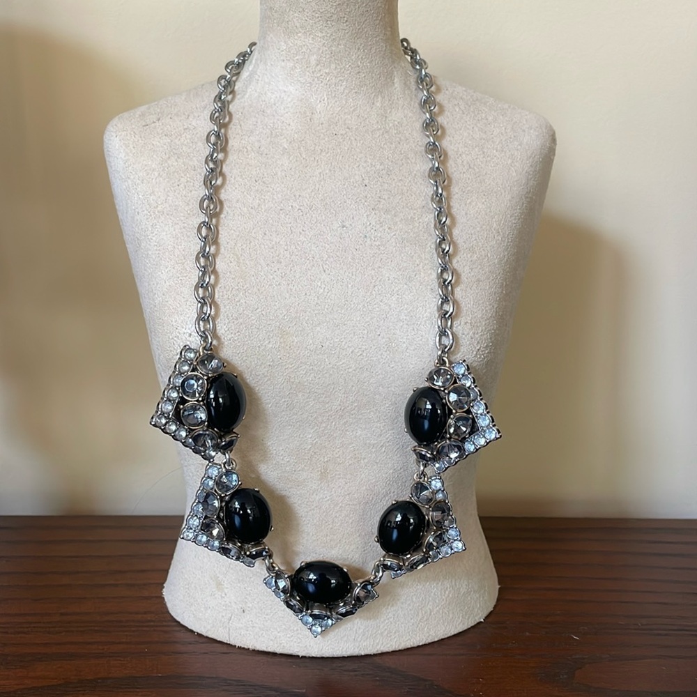 Stella & Dot Black and Silver Geometric Necklace